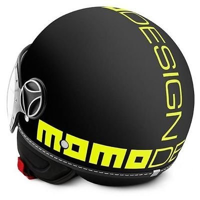 Momo Design Fighter, casco para moto, modelo 2016, color negro Frost y amarillo fluorescente, talla L