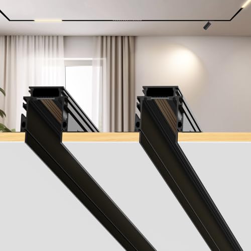 Image of SCON Recessed Magnetic Track Lighting Rail Kit, 2-Pack 3.3FT Flush Mount Aluminum Rails for 24V LED Magnetic Light Heads, Flexible Modern Ceiling Lighting for Kitchen, Living Room, Office, Retail