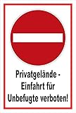 Schild - Verbot der Einfahrt - Privatgelände - Einfahrt für Unbefugte verboten – 30x20cm mit Bohrlöchern | stabile 3mm starke Aluminiumverbundplatte – S00358-013-B +++ in 20 Varianten erhältlich