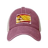 Gorra de béisbol de malla vaquera con bandera de España, sombrero de polo, camionero, estilo unisex, ajustable, para hombres y mujeres, color negro, Rojo -, talla única
