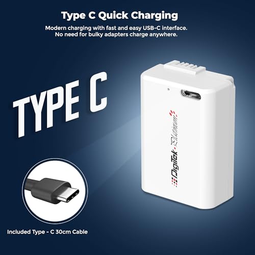 Image of Digitek Platinum (NP-FW50 Type C) 2100mAh Extra Power Li-ion Battery with Type-C Charging, for Sony Alpha A6000, A6100, A6300, A6400, A6500, A7 Series, A7R, A7S, A7 II, RX10, RX10 II, RX10 III
