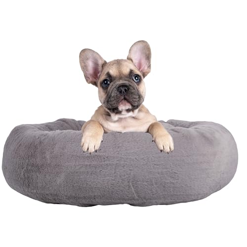 PETMAKER Dog Bed - Donut Dog Bed and Cat Bed for Small Pets - Dog Bed with Removable Washable Cover and Anti-Slip Bottom - Puppy Essentials (Gray)