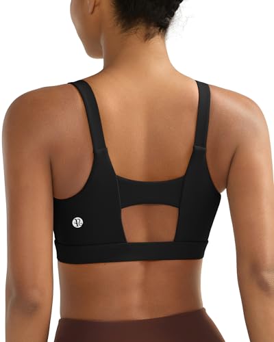 RUNNING GIRL Black Sports Bras for Women, Molded Cup Running