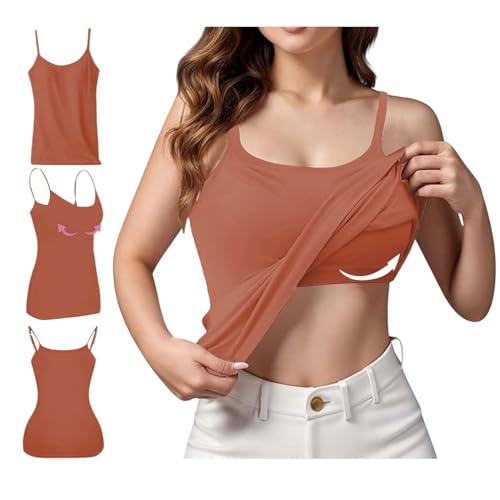 Tank Tops for Women 2025 with Built in Bras Casual U Neck Sleeveless Shirts Women Yoga Sport Undershirt Top