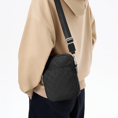 Image of Quilted Crossbody Bag Small Women Shoulder Bags Purses Handbag Backpack Puffer Soft Fashion Design Magnetic and Zipper Pocket