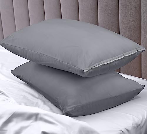 Utopia Bedding Waterproof Pillow Protector Zippered (2 Pack) King Grey – Bed Bug Proof Pillow Encasement 20 X 38 Inches #TOP6