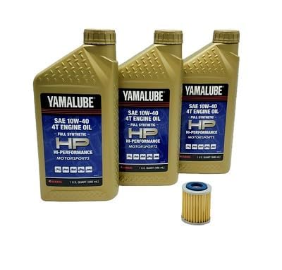Yamaha Yamalube Big Bear 400 (2000-2012) High Performance Oil (3 Quarts) and Filter Change Kit, #1UY-13440-02-00 and #LUB-10W40-FS-12