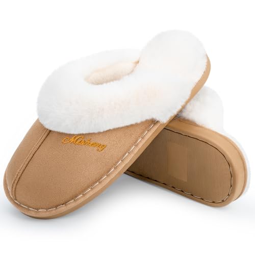 Plush House Slippers for Women, Fuzzy Warm Soft Home Slipper, Fluffy Winter Non-Slip Slippers for Bedroom Indoor.