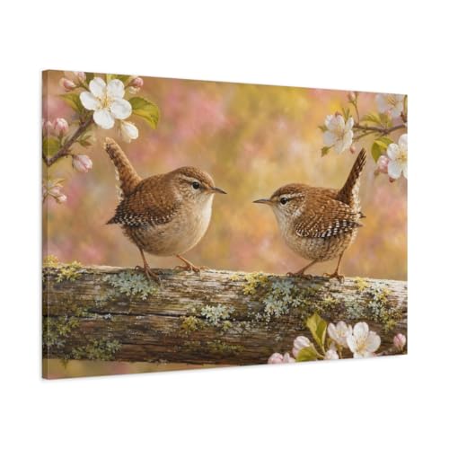 Toile oiseau réalisme saisissant grand format horizontal marron effet peinture rustique