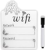 RAMIEYOO WiFi Password Sign – Fridge Magnetic WiFi Sign with Wet Erase Pen, Reusable Cute Dog Design, Black and White Freestanding Guest WiFi Decor for Home, Vacation Rental, Office | Fridge, Tabletop, Wall Mount | 4.5"x6.3" |