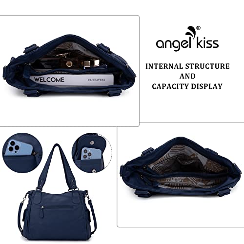 Image of Angel Kiss Handbags for Womens Top-Handle Hobo Purse Roomy Casual Shoulder Bags PU Tote Satchel Purse for Women