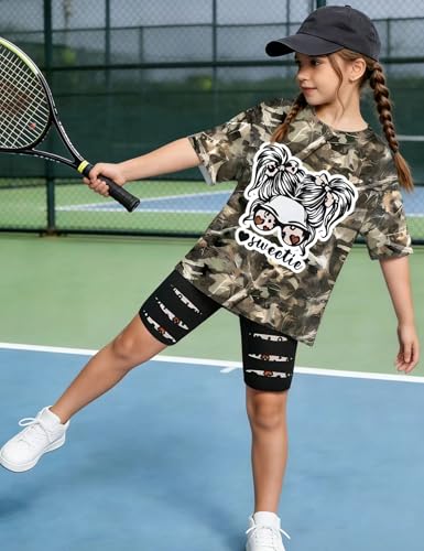 Image of Girls Clothes Short Sleeve Tie Dye Top Shorts and Pants 2PCS Girls Summer Outfits Size 6-16