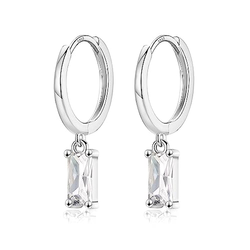 Image of EPIRORA Sterling Silver Hoop Earrings for Women, Small Hoop Earrings with Teardrop Dangle Hoop Earrings | Hypoallergenic Cubic Zirconia Huggie Cartilage Earrings Jewellery Girls Gifts