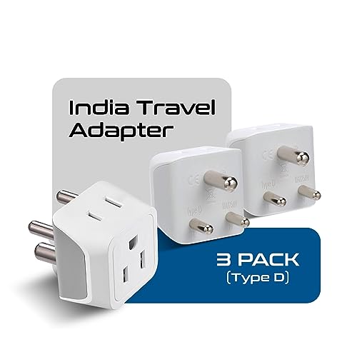 Ceptics CT-10 Us To India Plug Adapter Works In Nepal, Maldives, Pakistan, India Power Adapter, Dual Usa Input, Grounded Travel Adapter thumb #1