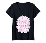Damen Hot Pink Mah Jong Tiles, Mah Jongg, Mahjong-Spielsteine T-Shirt mit V-Ausschnitt