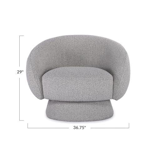 Sillón tapizado en bouclé gris moderno miniatura 2