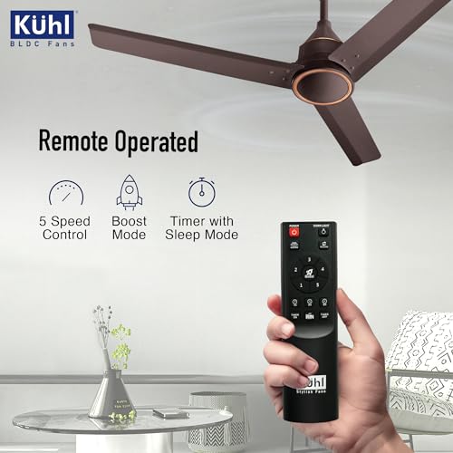 Image of KUHL Arctis A4 1200 mm BLDC 65% Power Saving BLDC Ceiling Fan With Remote | BEE 5 Star Rated & ISI Marked | High Air Flow | 5 Year Warranty on Motor | Espresso | Free Installation
