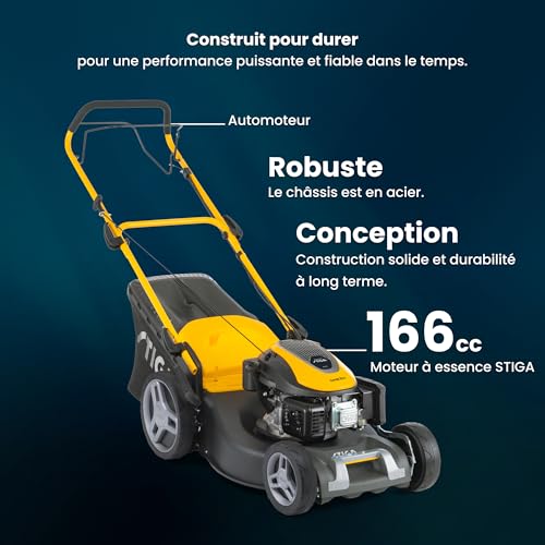 STIGA Combi 53 S Tondeuse Thermique, 166 cm³, 51 cm – Système 3 en 1, Bac 60 L, Réglage Centralisé – pour Pelouses jusqu'à 1 800 m² – vue 2