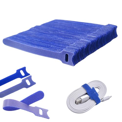 : GaoBangM 100 Pcs Reusable Cable Ties, Cable Ties, Fastening Straps, Adjusting Straps, for Electrical and Electronic Products,Cable Straps,Home Office Cable Organizer (Blue)