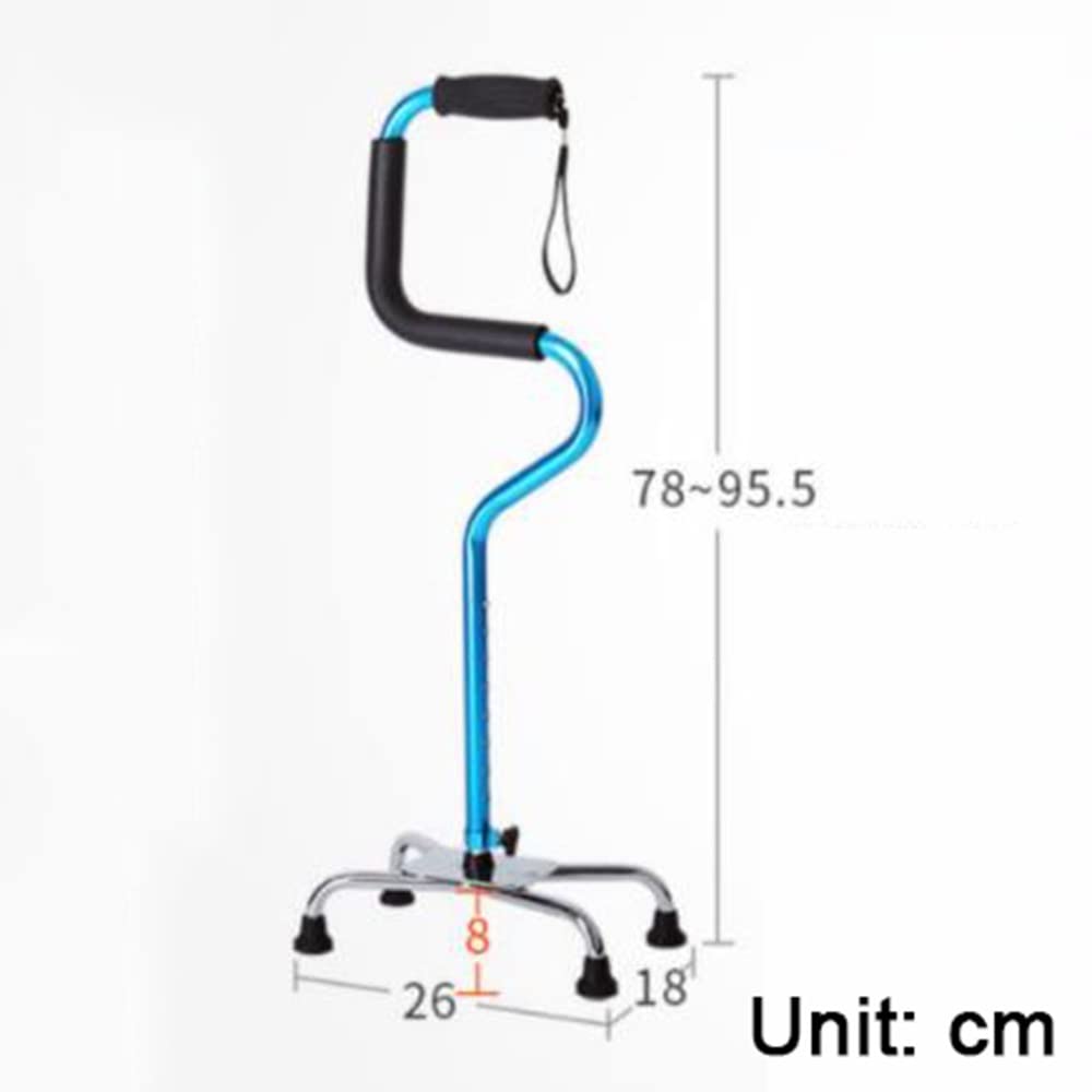KADEUX Bastón Cuádruple, Bastones para Caminar De Cuatro Pies Extensible, Bastones con 4 Patas, Muleta con Estable Base De Cuatro Patas, Ligero (Color : Blue)