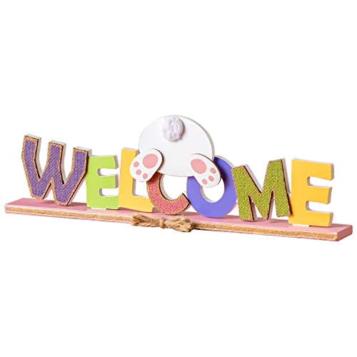 Hogardeck Easter Decorations For The Home, Hogardeck Rustic Welcome Wood Sign Easter Bunny Table Decor cover