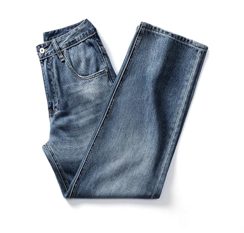 Pants Trousers Denim Spring Summer Cone Style Straight Tube Micro Long Blue Youth Versatile Comfortable2