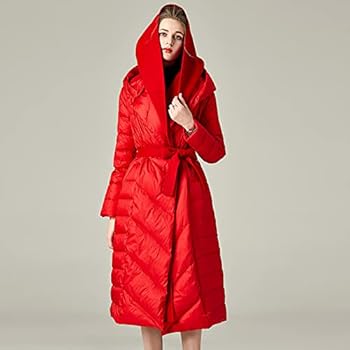 Winterjas voor dames, lang, warm, elegant, donsjas, lang, licht, warm, gewatteerde jas met bontcapuchon, riem, lange mantel, winter, warm, winddicht, jas, gewatteerde jas, winterjas, donsjack