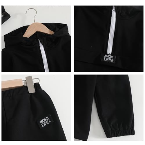 Image of Kids Boys Clothes Color Blocking Hoodie Sweatshirts and Pant 2Pcs Fall Outfits Set Size 5-10