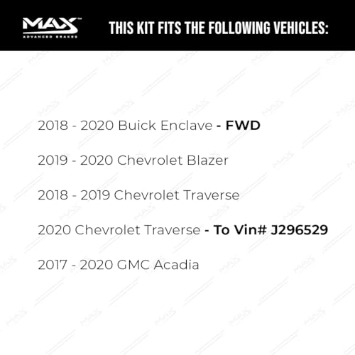Image of MAX Advanced Brakes - Front Brake Kit For 2018-2020 Chevrolet Traverse, 2017-2020 GMC Acadia, 2019-2020 Chevrolet Blazer| Carbon Ceramic Brake and Rotor Kit| Geomet Coated Cross-Drilled Brake Rotors