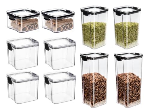 Kit 10 Potes Herméticos C/Trava de Segurança Porta Mantimentos Empilháveis Super Resistente Prova de