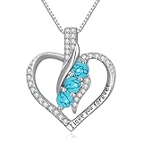 OCJ Valentines Day Gifts for Women Sterling Silver Love Heart Birthstone Necklaces for Women Decembe