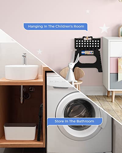 Acko 11 Inch Folding Step Stool Lightweight Plastic Step Stool - 2 Pack - Foldable Step Stool For Adults,Non Slip Folding Stools For Kitchen Bathroom Bedroom (Black, 2 Pack) #TOP4