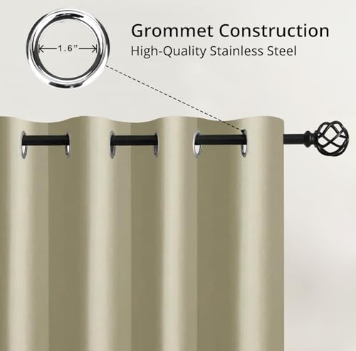 Image of Cloth Fusion 100% Blackout Window Curtains 5 Feet Long Set of 2 with Blackout Lining, Double Layer Room Darkening Parda with Stainless Steel Grommets for Home Decor (5x4 Feet, Creamy Beige)