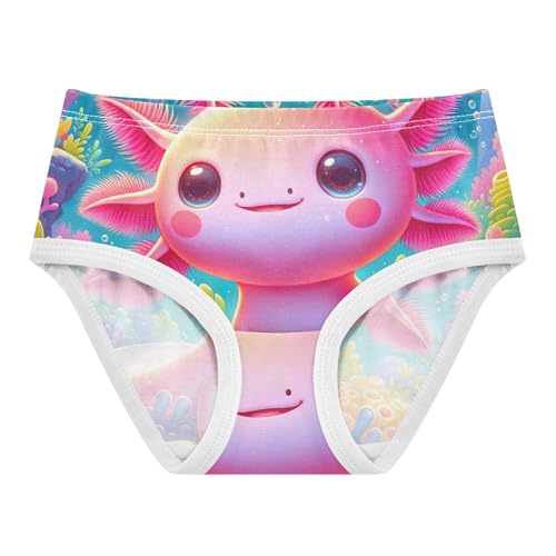 Playful Cute Pink Axolotl Girl Panties Cute Toddlers Underwear Floral Cotton Artistic Briefs Underpants 2t