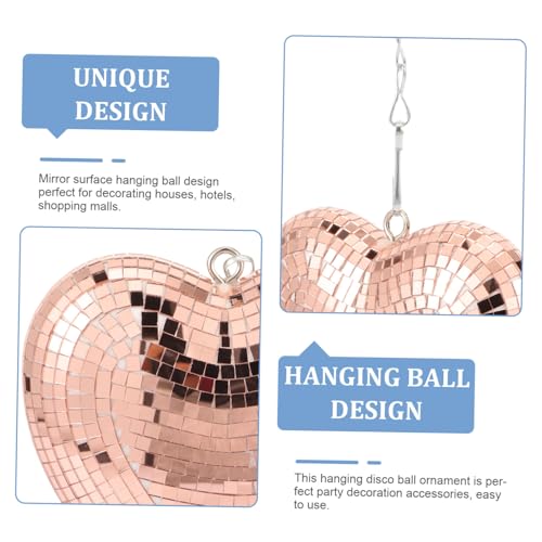 Colgante de bola espejada en forma de corazón, dorada rosa, decoración para fiestas, bodas y festividades, excelente accesorio fotográfico miniatura 7
