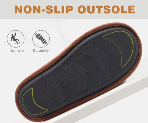 Image of KuaiLu Mens House Memory Foam Slippers with Comfortable Warm Plush Lining | Casual Slip On Lightweight Bedroom Pantuflas,Cushion Orthopedic Arch Support Walking Outdoor Garden Footwear US7-15