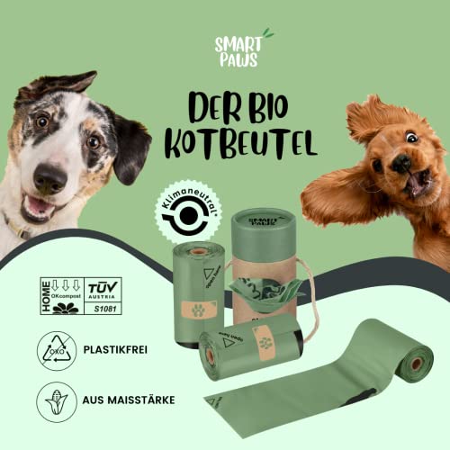 Hundekotbeutel SMARTPAWS biologisch abbaubar, Beutelspender