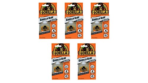 Gorilla White Waterproof Polyurethane Glue, 2 ounce Bottle, White, (Pack of 5)
