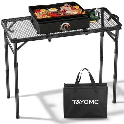 Mesa Plegable para Parrilla TAYOMC, Mesa Resistente al Calor con 3 Alturas Ajustables 27.5" miniatura 1