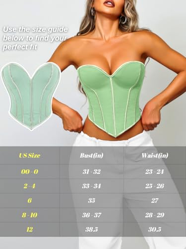 Image of ChiaoLezhee Heart Corset Top For Women, Sexy Concert Outfits Going Out, Strapless Crop Top, Overbust Bustier