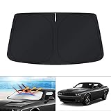 KUST Custom Fit Windshield Sun Shade for 2015-2023 Dodge Challenger Accessories Coupe,SRT Hellcat,Redeye,GT,RT,TA Coupe,Widebody,SXT,RT Scat Pack Sunshade Foldable Sun Visor Protector Blocks UV Rays
