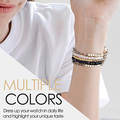 Image of MOFREE Beaded Bracelet Compatible for Apple Watch Band 38mm /40mm /41mm /42mm(Series 10) Women,Fashion Handmade Beads Elastic Stretch Strap for iWatch Series 10 /9 /8 /7 /SE /6 /5 /4 /3 /2 /4