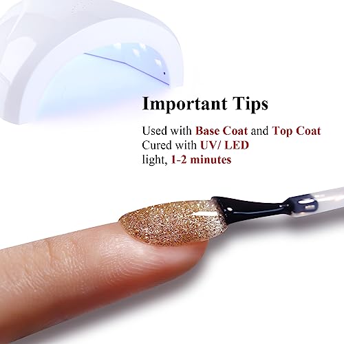 Ozzeal Glitter Gel Polish,Clear Gold Glitter Gel Nail Polish Sparkle Shimmer Gel Glitter Nail Polish Summer Rainbow Soak Off Led Uv Gel Nail Polish For Art Diy Manicure 15Ml thumb #5