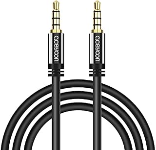 aceyoon Aux Cable 3.5mm, Audio Cable 3M Male to Male Auxiliary Cable with Microphone 3 Ring Aux Cord Plug Metal Aux Lead For Car Compatible for Samsung LG/iPhones/MP3/Gaming Headphone/iPads/MP3