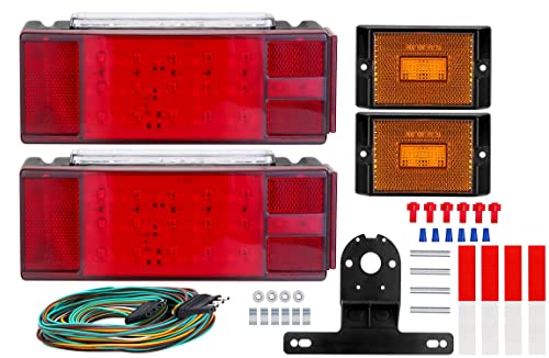 Vinauo Boat Trailer Lights, Ip68 Led Trailer Light Kit With Trailer Wiring Harness Kit, 2 Amber Trailer Lights For Camper Truck Rv Boat Snowmobile Over 80" Inches #TOP7