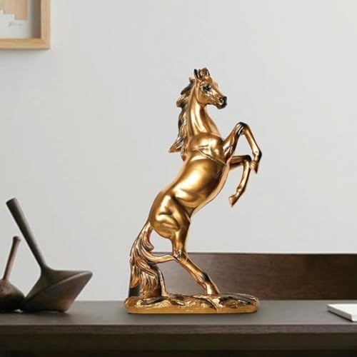 Statue de cheval pour décoration étagère | Sculpture dorée en résine de 33 cm style européen