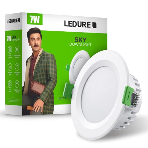 LEDURE 7W Downlight|Round Concealed LED Ceiling Light|CoolWhite,P...
