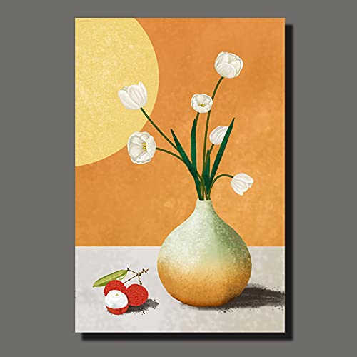 Cuadros de flores abstractas dsdsgog vintage sin marco triptico minimalista para salon 40x60 cm 3