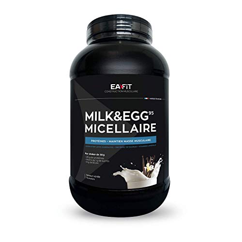 Milk Egg 95 Micellar 2,2kg, Vanille, Casein Protein, Muskelaufbauprotein, Erhaltung der Muskelmasse, Langsame Assimilation, Anti-Doping, 73 Portionen, Eafit