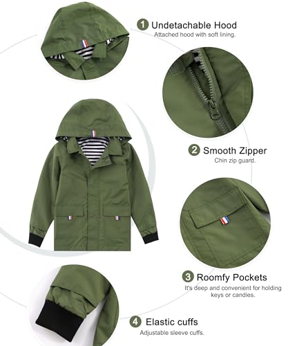 Image of Hiheart Boys Girls Waterproof Hooded Jackets Cotton Lined Rain Jackets